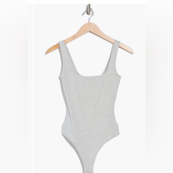 GOOD AMERICAN Super Stretch Tank Womens's Bodysuit Heather Grey Size XL BNWT - Picture 3 of 10